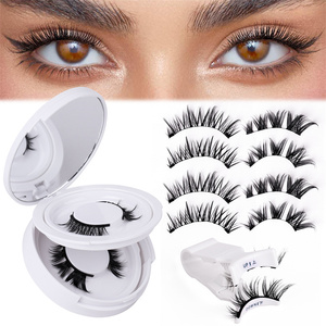 2 paires de faux cils magnétiques avec 4 cils magnétiques 3D réutilisables Set de pinces à épiler Set de maquillage portable <span class=keywords><strong>Lash</strong></span> - Product Image 1