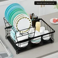 Support de rangement de comptoir de cuisine en métal minimaliste Hot Mail pour bols et baguettes, avec égouttoir double couche, multifonctionnel