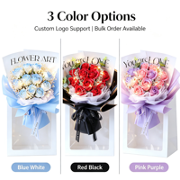 Bouquet de fleurs de savon artisanales longue durée, roses éternelles et fleurs séchées, motif ciel étoilé, pour cadeau d'anniversaire et fête des Mères