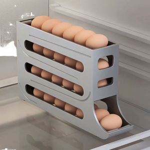 Special Fresh-Keeper Rolling Box Organizer <b>Plastic</b> Egg Rack Holder <b>for</b> Refrigerator Side Door Food Storage Tool - Product Image 1