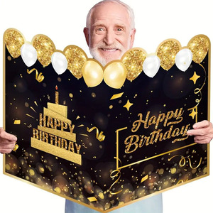 Biglietti d'Auguri Giganti Ecologici in Carta con Stampa in Oro per Feste di <span class=keywords><strong>Compleanno</strong></span> - Messaggi e Nomi Personalizzabili per Libro degli Ospiti - Product Image 3
