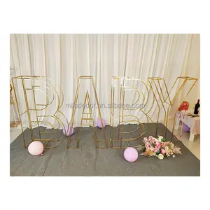 Boda bebé cumpleaños fiesta decorativo amor globo marco oro soporte 3D letras gigantes Metal alambre letras