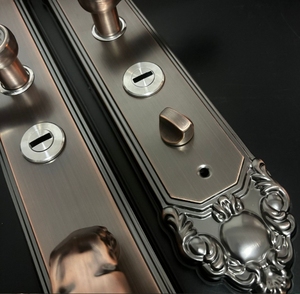 Poignée de porte moderne en laiton massif avec grande ressort double à tension, pour cour et villa, taille universelle, quincaillerie grise de qualité supérieure - Product Image 6