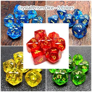 Ensemble <span class=keywords><strong>de</strong></span> dés DND en résine bleu clair à facettes diamantées, Sky Prism 7 pièces, dés polyédriques, dés RPG en résine pointus, vente en gros - Product Image 5