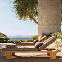 Chaise longue d'extérieur moderne en teck, chaise longue de relaxation pour jardin, ensemble de chaises pour hôtel, resort, plage et camping