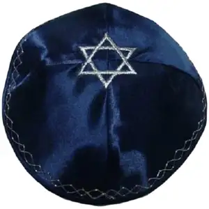 Jewish Muslim Custom Logo Printing Linen Silk Embroidered Kippah For Wedding Party