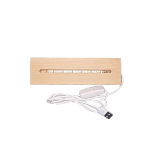 Lampe de nuit LED moderne rectangulaire en forme de petite bouteille de vin, base en bois massif avec fente DIY, télécommande, lampe en acrylique, tailles moyennes - Product Image 1