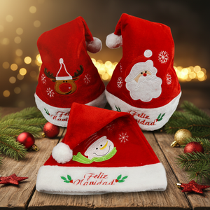 Chapeau de Noël en gros pour adultes, bonnet de Père Noël, bonnet de bonhomme de neige, décoration de Noël pour enfants, chapeau de Noël amusant brodé renne - Product Image 1