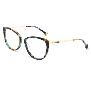 2024 Large Frame Acetate Fiber Metal Frame For Men And Women With The Same Style Of Myopia Anti-Blue Glasses Reading Glasses