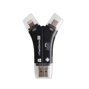 Leitor de cartões inteligente usb 4 em 1, leitor de cartões iflash drive de telefone móvel usb flash driver android usb leitor de cartão sim fábrica