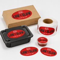 Étiquette autocollante personnalisée rouge ovale pour emballage de viande de bœuf (poitrine de bœuf) de boucherie, étanche et résistante à la graisse, pour cuisson au barbecue, style australien Low & Slow