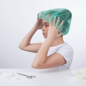 Cuffia Chirurgica Monouso in Polipropilene Verde, Elastica e Non Tessuta, con Rete e Fascia Elastica - Product Image 3