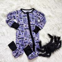 Pyjamas en viscose de bambou personnalisés en gros, barboteuses bébé en bambou bio à double fermeture éclair, vêtements de nuit pour bébés et jeunes enfants en bambou