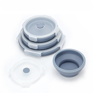 Ensemble de bols en silicone pliables avec couvercles, étanches, sans BPA, empilables, pour la cuisine, les voyages, le <span class=keywords><strong>camping</strong></span>, compatibles micro-ondes, stockage alimentaire - Product Image 1