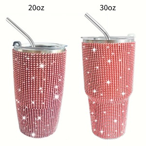 L Venta al por mayor Diamond Cup 20 30 oz Glitter Botella de agua Boba de acero inoxidable <span class=keywords><strong>con</strong></span> tapa y vaso decorado <span class=keywords><strong>con</strong></span> pajita - Product Image 3