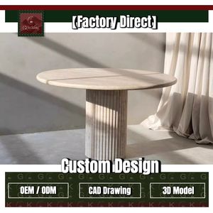 GOLDKING Travertijn Eettafel Beige Ronde Stenen Tafel voor Moderne Keuken Op Maat Gemaakt Elegant Huismeubilair - Product Image 1