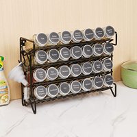 Pots d'épices Organisateur d'assaisonnement mural de comptoir pour armoire Porte-épices à 4 niveaux avec 28 pots