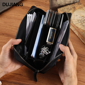 Dujiang <b>Men's</b> Genuine Leather Clutch Bag Multi-Card Slot Anti-Theft <b>Wallet</b> Everyday Use - Product Image 2
