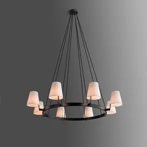 Living room chandelier LED copper lamp cloth decoration lamp modern pendant light