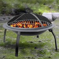 Brasero portable pliable à 3 pieds pour camping en plein air, au bois et au charbon de bois, sans fumée