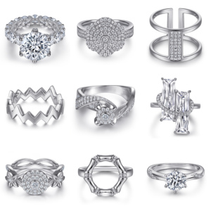 Fashion 925 Sterling <b>Silver</b> <b>Rings</b> Collection for Women - Assorted Designs with Cubic Zirconia Halo <b>Solitaire</b> & Geometric Styles - Product Image 1