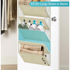 Organisateur de chaussures à suspendre sur la porte à 10 niveaux, poches profondes, pour porte de placard, capacité de 20 paires, beige - Product Image 4