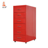 Armoire de classement de bureau en acier avec tiroir, armoire de rangement en métal galvanisé orange, 6 tiroirs, armoires de classement verticales