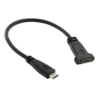 Câble d'extension USB 3.1 Type C mâle à femelle de 20cm avec trou de vis pour montage sur panneau