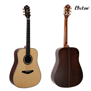 中国可信卖家专业工厂价格便宜实木6弦圆形西方原声吉他出售