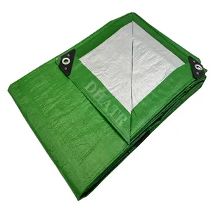 Customized Green/Silver Double Waterproof Plastic PE Woven Fabric Tarpaulin