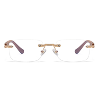 Lunettes photochromiques sans monture UV400 rectangulaires, anti-lumière bleue, tendance, avec verres optiques de type diamant