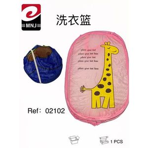 Mnj Cartoon Laundry Basket Pink Giraffe Design Collapsible Storage Bag For Kids Clothes 1 Pcs - Product Image 3