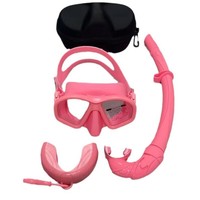 Masque de plongée étanche pour adulte avec verres en verre trempé, double fenêtre, équipement de plongée en silicone, valve de purge pour tuba sec et étui rigide