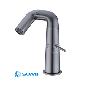 Venta caliente Grifo de lavabo de latón Pistola de latón Grifo de baño extraíble gris El brazo recto se puede girar Grifo de lavabo - Product Image 1