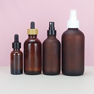 30ml 60ml 120ml 1oz 2oz 4oz Matte Frosted Amber Cosmetics <b>Empty</b> Essential Oil Face Serum Glass Dropper <b>Bottles</b> with Paper Tube - Product Image 5