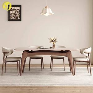 طقم طاولة طعام من خشب الدردار الكريمي الاسكندنافي لـ 6 أشخاص مع كراسي ذات ظهر منحني - Product Image 4