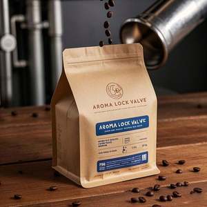 Custom Logo <b>Square</b> Bottom Kraft Paper <b>Bag</b> Eco-Friendly Aroma Retention Valve 2.5kg/5kg Capacity for Coffee <b>Beans</b> Pet Food - Product Image 4