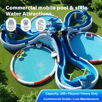Ceyu Parc aquatique mobile commercial gonflable géant portable d'extérieur avec toboggan hors sol et piscine