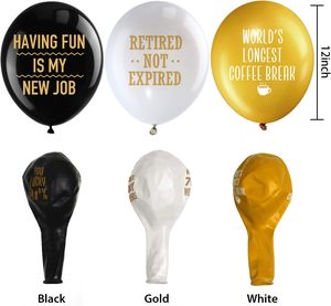 Globos de Decoración para Jubilación, Suministros para Celebrar la Jubilación, Globos Divertidos para Hombres y Mujeres, Decoración para Fiestas en Interiores (Negro, Blanco, Dorado) - Product Image 2