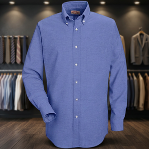 Custom Men's 100% Cotton Oxford Turn-<b>down</b> Collar Executive Long Sleeve Solid Red Casual & Dress Shirt for Spring/Summer Size 2XL - Product Image 3