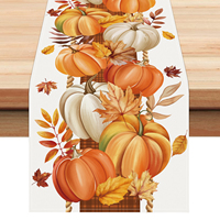 Chemin de table orange brûlé, motif feuilles de citrouille et carreaux Buffalo, pour l'automne, Halloween, Thanksgiving, idéal pour les fêtes à la maison