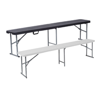 Table pliante en plastique portable rectangulaire de 6 pieds pour jardin, cour, hôpital, banquet, mariage, vente en gros à prix réduit
