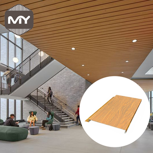 Panneau <span class=keywords><strong>de</strong></span> plafond linéaire en aluminium à grain <span class=keywords><strong>de</strong></span> bois MEIYU, dalle métallique à clipser, décoration intérieure commerciale - Product Image 1