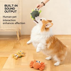 Nouveau jouet en <span class=keywords><strong>peluche</strong></span> pour animaux de compagnie, résistant aux morsures, couineur, en forme de tortue, crabe, étoile de mer, avec corde, pour chiens, animaux marins et animaux transfrontaliers - Product Image 2