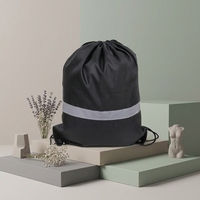 Sac à dos de sport réutilisable en polyester RPET noir avec logo personnalisé, grande capacité, imperméable, pour voyages et gym
