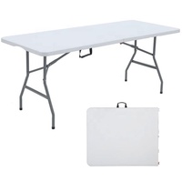 Table pliante rectangulaire durable de 8 pieds, banquet, salle à manger, mariage, dessus en contreplaqué pour cour extérieure, hôtels, villas, banquets