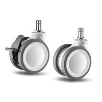 Roue médicale silencieuse à double plaque, entièrement en plastique, blanche/grise, avec tige de 11 mm, pour lit d'hôpital et lit de soins universel