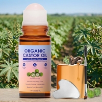 Huile capillaire roll-on bio au ricin 50ml, pressée à froid, hydratante, pour les soins capillaires, la croissance des cheveux, des sourcils, des cils, de la ligne des cheveux et du visage
