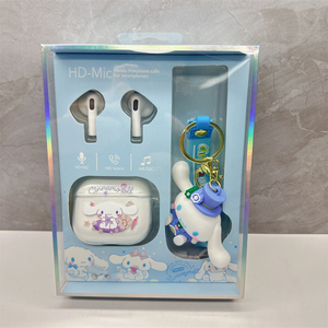 Tai nghe không dây TWS hoạt hình, kiểu đeo trong tai, màu tím xanh hồng nâu, vỏ silicon hình mèo, có đèn báo pin và mặt dây chuyền hình bàn chân. - Product Image 5