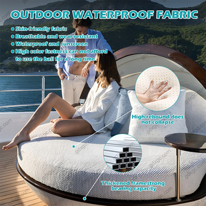 Hôtel moderne <span class=keywords><strong>de</strong></span> luxe avec <span class=keywords><strong>jardin</strong></span> et chaise longue Bali Sofa d'extérieur en fibre <span class=keywords><strong>de</strong></span> verre au bord <span class=keywords><strong>de</strong></span> la piscine Chaise longue avec coussin et <span class=keywords><strong>plateau</strong></span> <span class=keywords><strong>de</strong></span> <span class=keywords><strong>table</strong></span> - Product Image 3